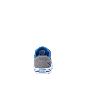 Supra Kids STACKS II VULC VELCRO Grey/Blue Flame/white Low Top Shoes | CA-78558